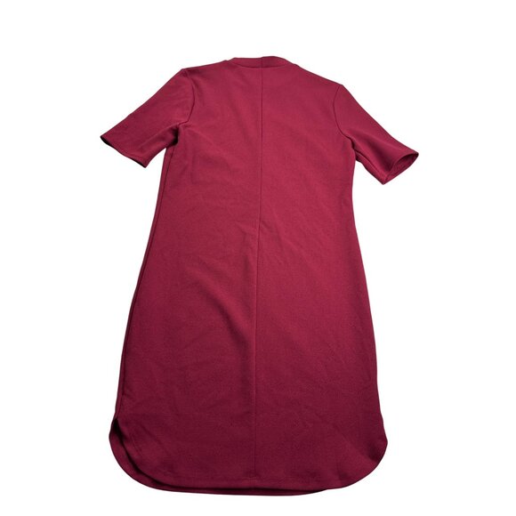 Forever 21 Mini Shift Dress Short Sleeve Mock Neck Burgundy Size S - Picture 2 of 5